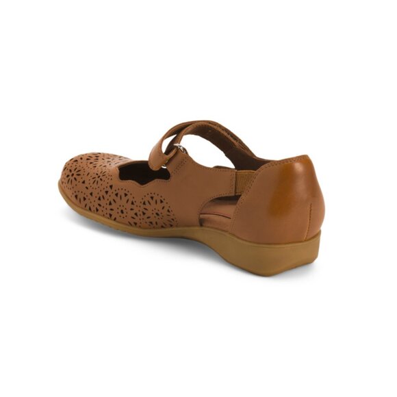 COBB HILL ROCKPORT Brown Wide Width Leather Rully Mary Jane Comfort Flats - Picture 2 of 2